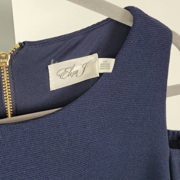 ELIZA J sheath off shoulder dress blue Sz 10P - Picture 7 of 8